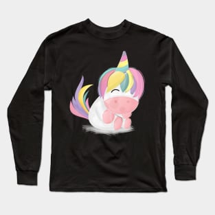 Cute Unicorn Watercolor Illustration Long Sleeve T-Shirt